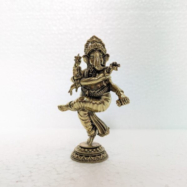 Brass Dancing Ganesha Idol – Nataraj Style Ganpati Statue for Home Decor & Pooja